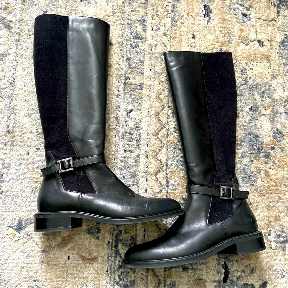 Aquatalia leather two-tone riding boots